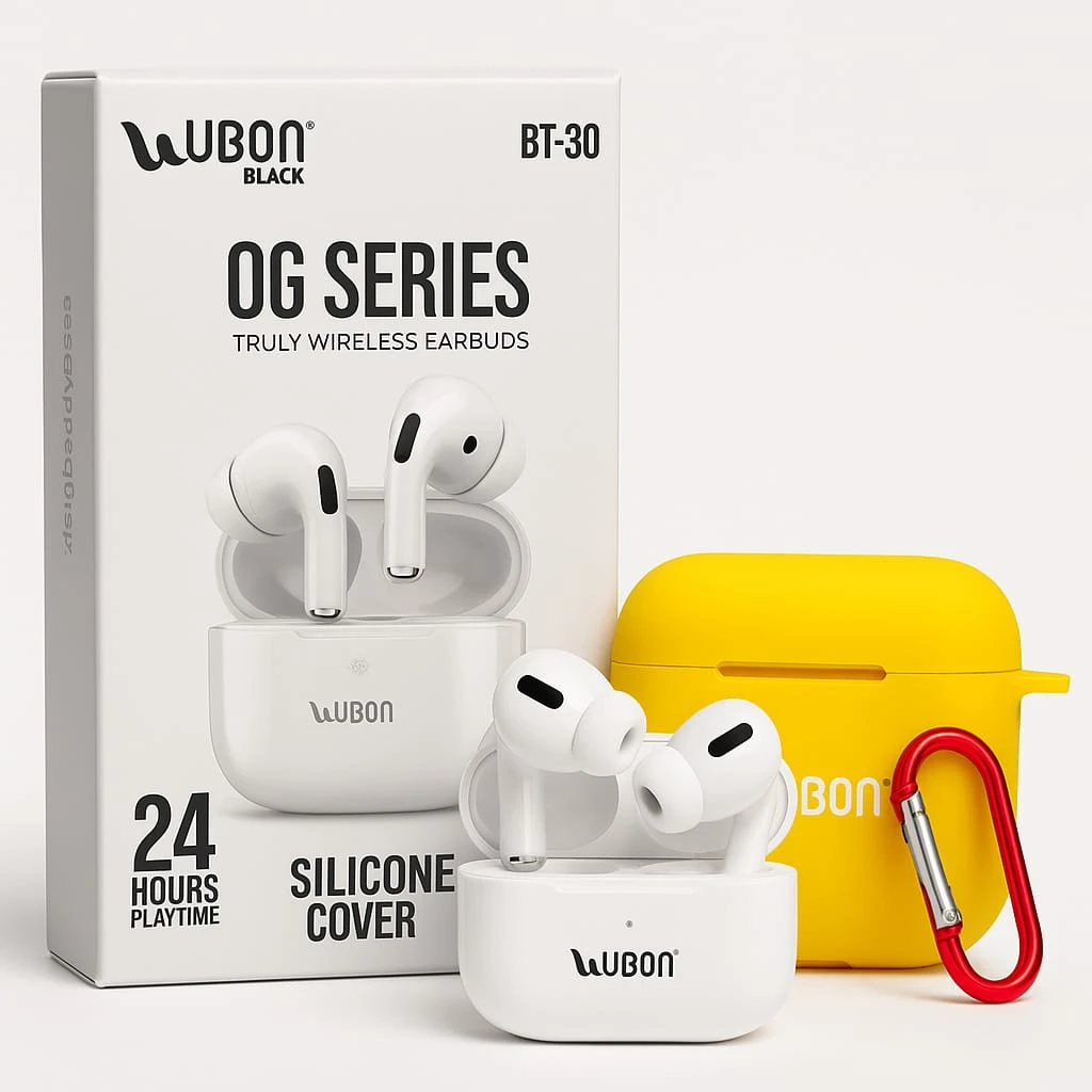 UBON OG Series BT-30 Truly Wireless Earbuds | 24H Playtime | Big Daddy Bass | Touch Control | Silicone Cover Included