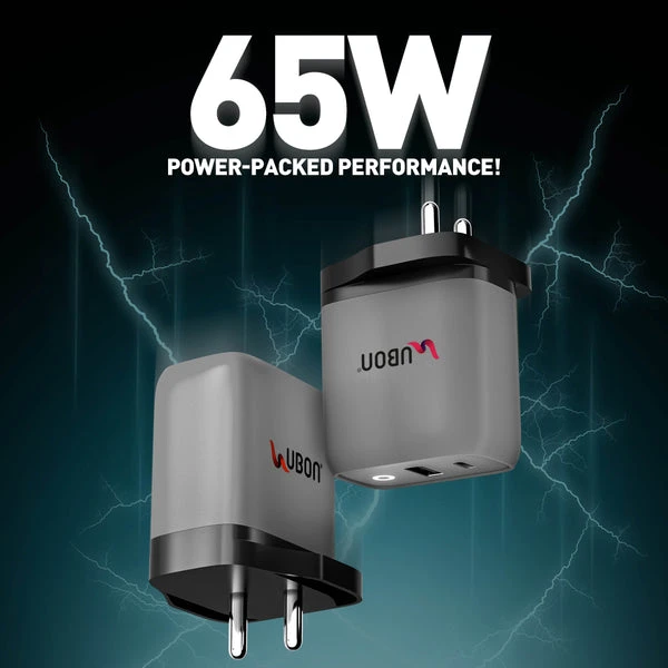 UBON CH-920 65W Warrior Series Fast Charger Super Fast | Safe | Compact Charging Solution (with C-type to C-type Cable free )